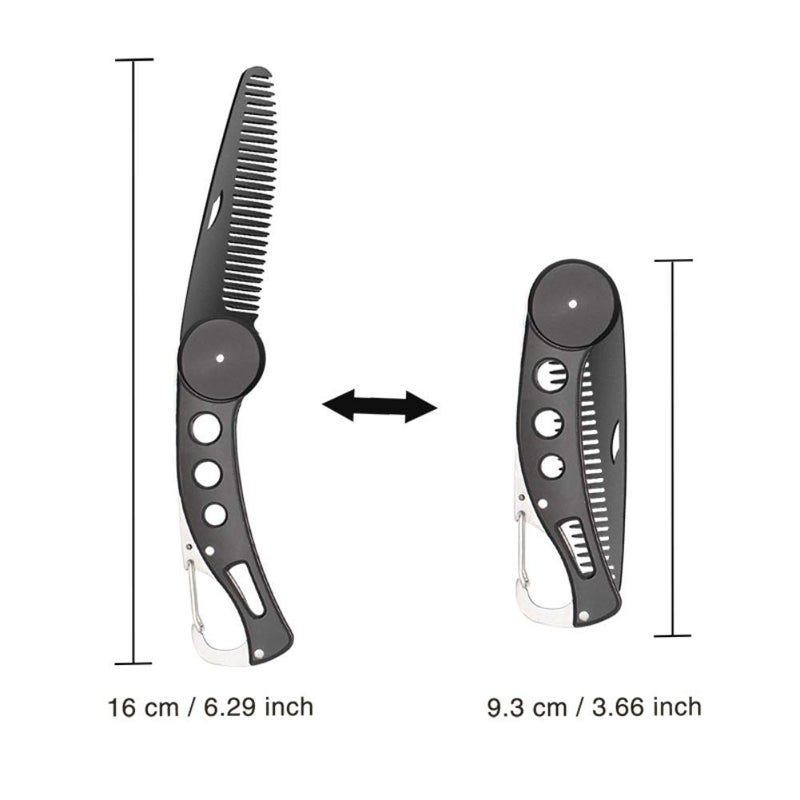 KMDJG818 Stainless Steel Folding Beard Comb, Portable Multifunction Anti Static Fine to Medium Metal Hair Comb for Men Grooming, Combing Hair, Beard, and Mustache Styling - Image 4